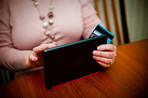 Online Payments Lady Tablet